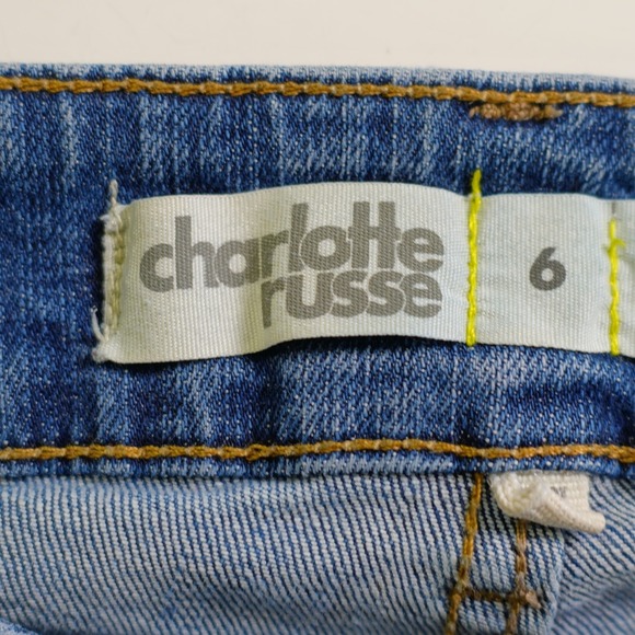 Charlotte Russe Skinny Boot Denim Jeans -6  29 / 33- Low Rise Whiskering - Picture 6 of 9